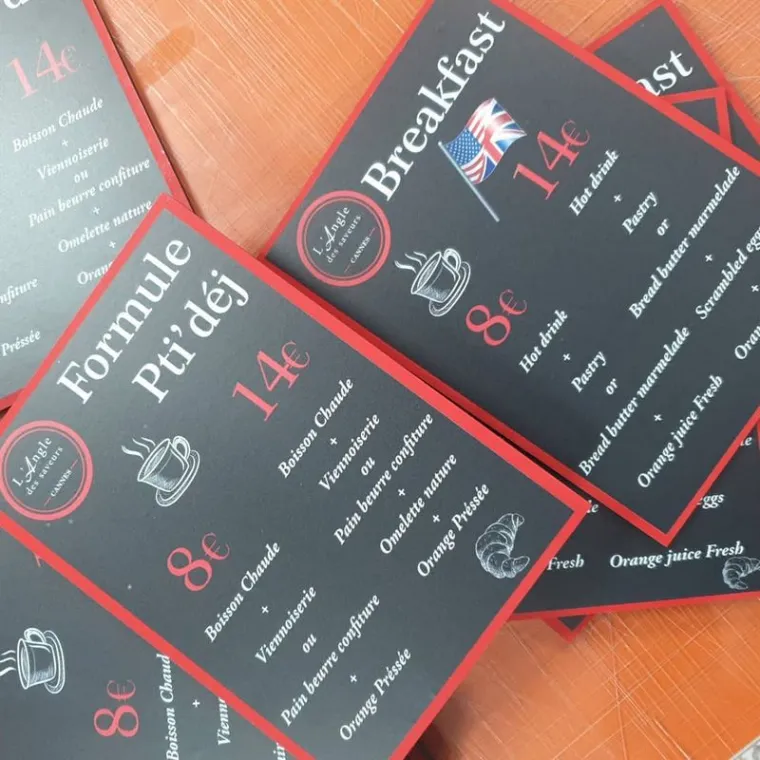 Conception carte menu pour restaurant, Cannes, L'Impression Cannoise